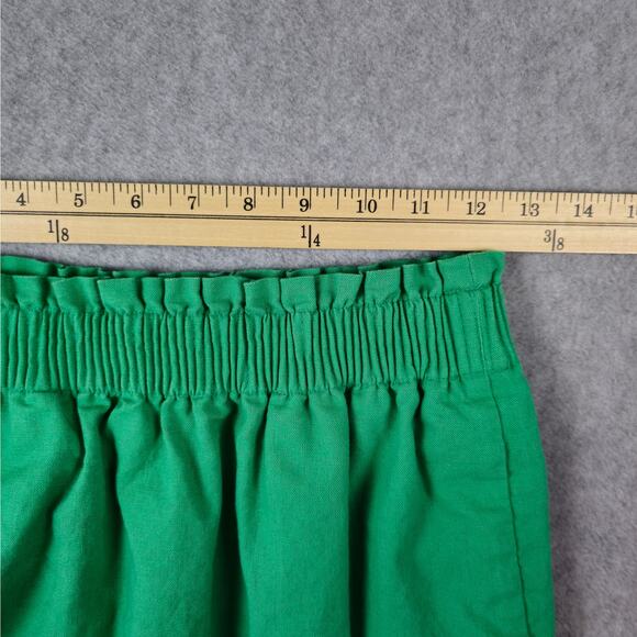 🌼J. Crew Skirt Womens Size 0 Green Linen Blend Pull On Midi Smocked Waist - Picture 5 of 7